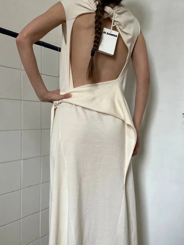 Jil Sander Open Back Wool Maxi Dress FR36 / UK8 Sculptural Knit