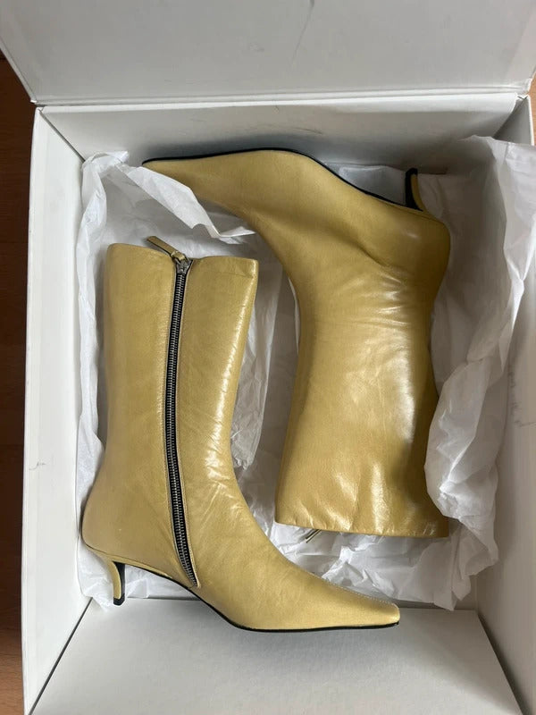 Jil Sander Leather Half Boots EU36 UK3 Gold Spike Heel Made in Italy