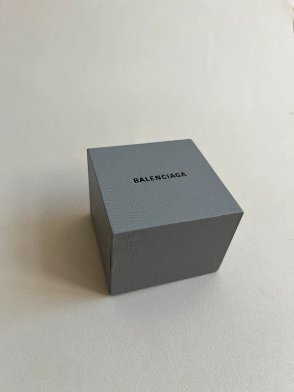 Balenciaga Logo Band Ring Size 54 UK N½ US 7 Gold Tone 925 Silver Made in Italy