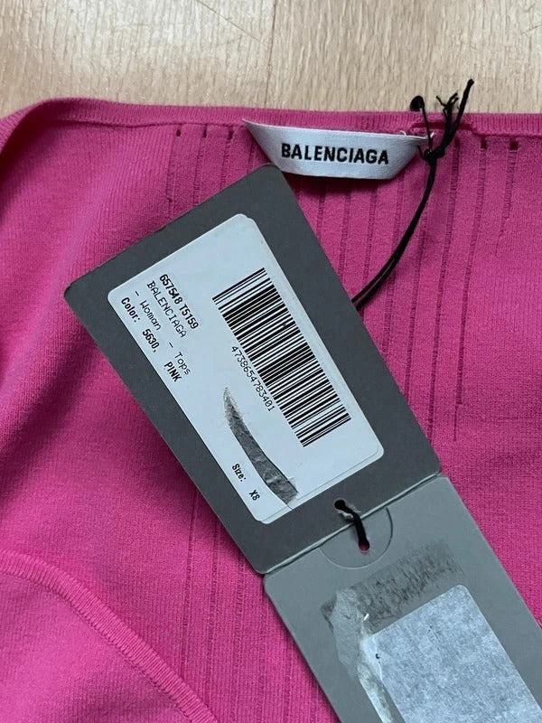 Balenciaga Pink Sweetheart Neck Knit Jumper XS Made in Italy