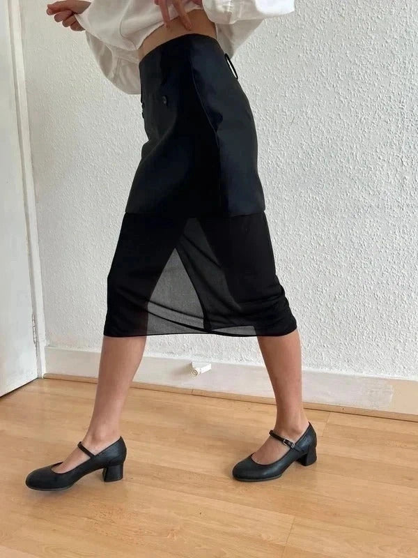 Tom Ford Silk Satin Midi Skirt – Black – IT36 / US2 / UK4 / XS – Sheer Hem – Made Italy