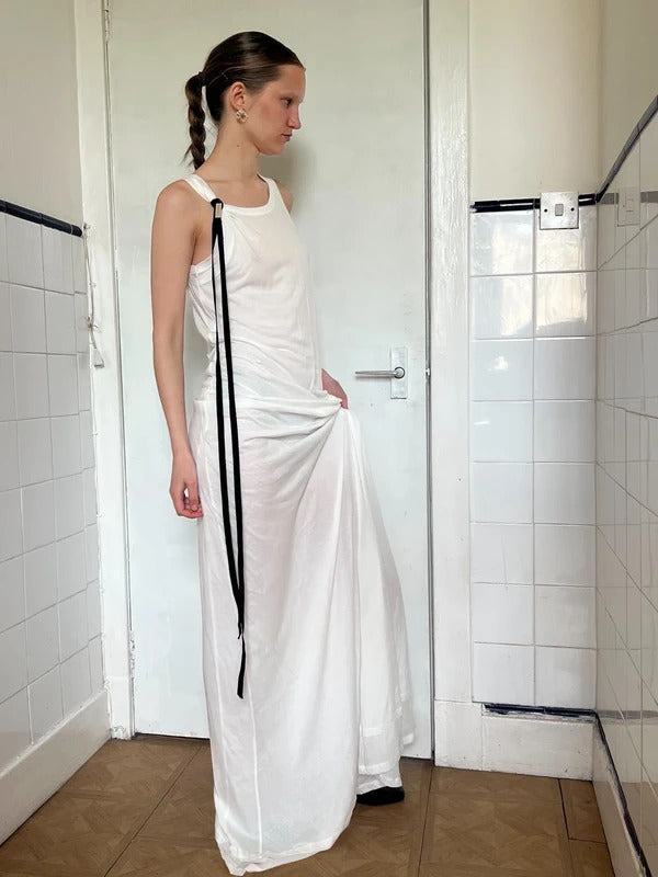Ann Demeulemeester Leen Double Layer Maxi Dress White FR34 / UK6 XS