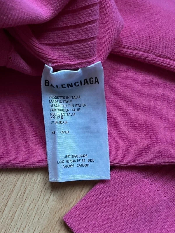 Balenciaga Pink Sweetheart Neck Knit Jumper XS Made in Italy
