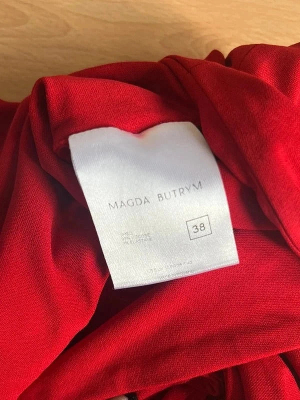 Magda Butrym Red Cut-Out Bodysuit Rose Detail FR38 / UK10