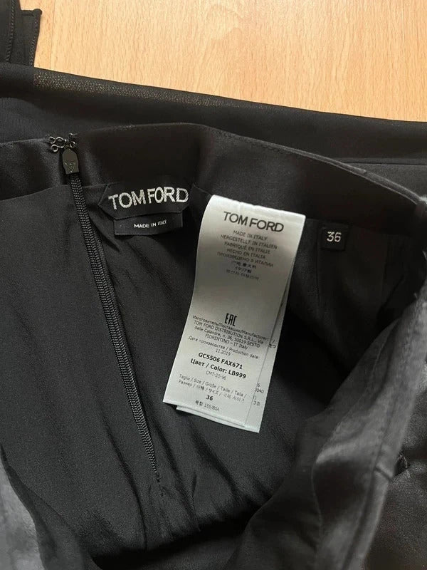 Tom Ford Silk Satin Midi Skirt – Black – IT36 / US2 / UK4 / XS – Sheer Hem – Made Italy