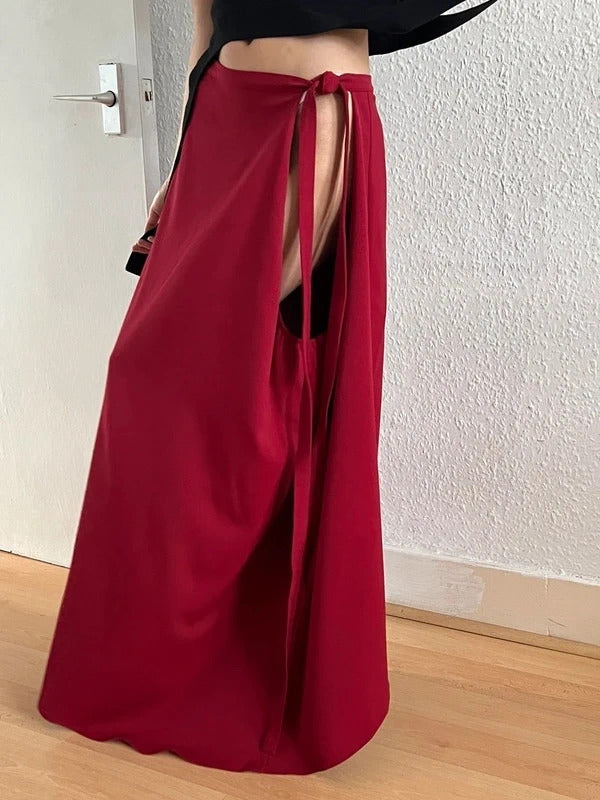 Y/Project Red Wool Maxi Side-Slit Skirt – Size S