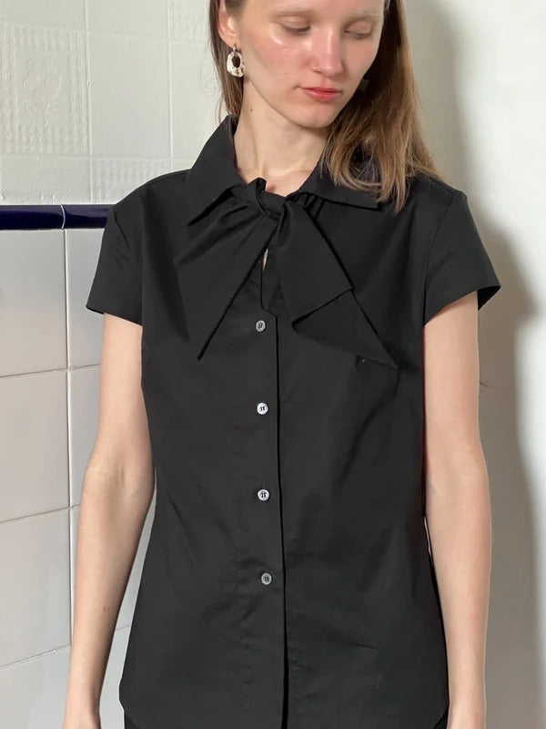 Vivienne Westwood Anglomania Bow Shirt IT40 Black Pussybow Made in Italy