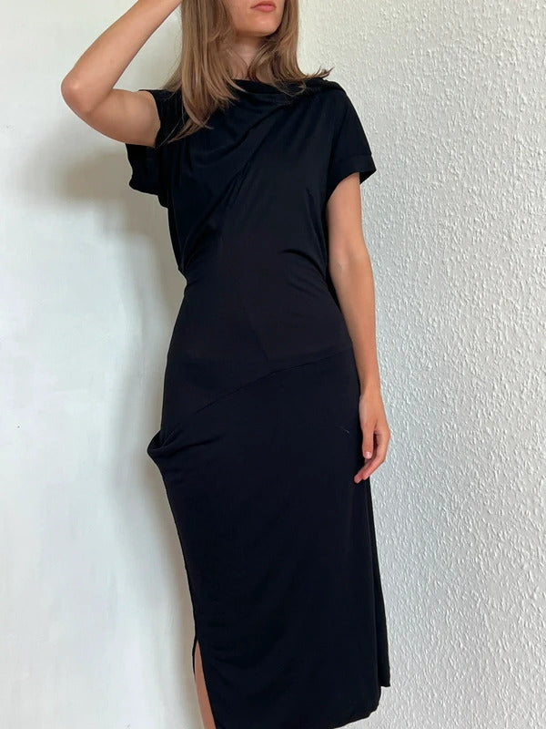 Vivienne Westwood Anglomania Draped Midi Dress Size M Black Made in Italy NWT
