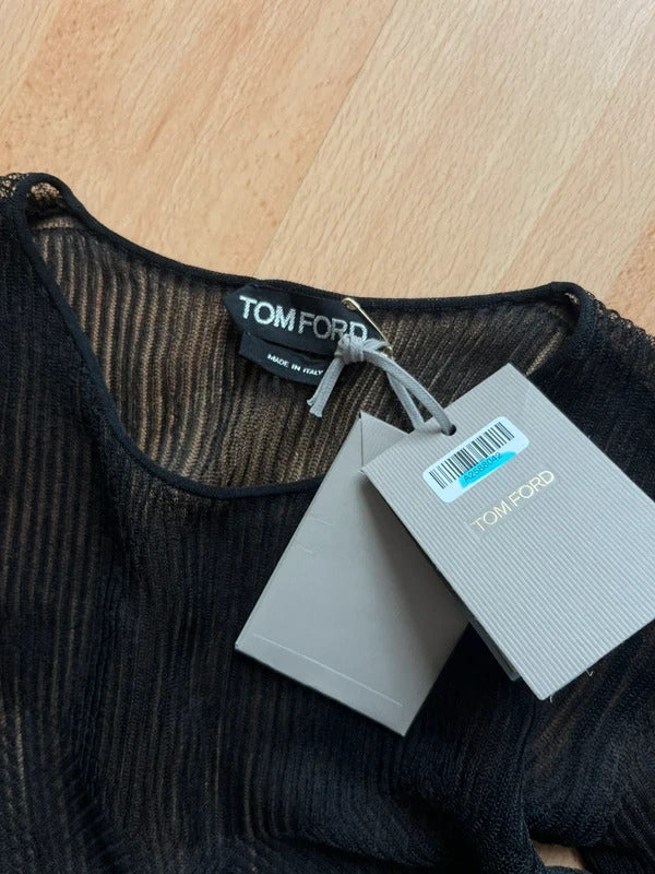 Tom Ford Mesh Knit Top XS Silk Black Made in Italy
