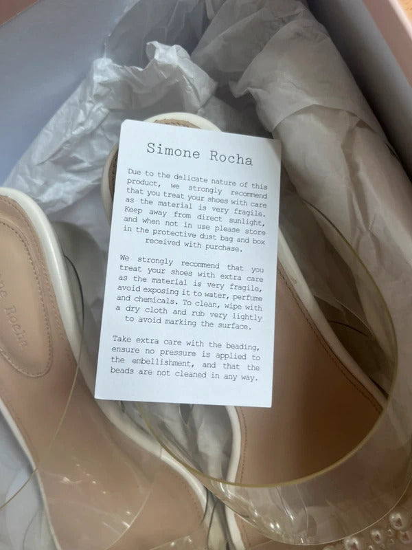 Simone Rocha PVC Pearl Beaded Mule Sandals EU37 UK4 US7 Made in Portugal