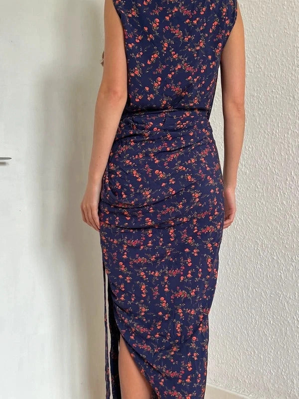 Vivienne Westwood Anglomania Floral Draped Maxi Dress IT40 UK8 S Blue
