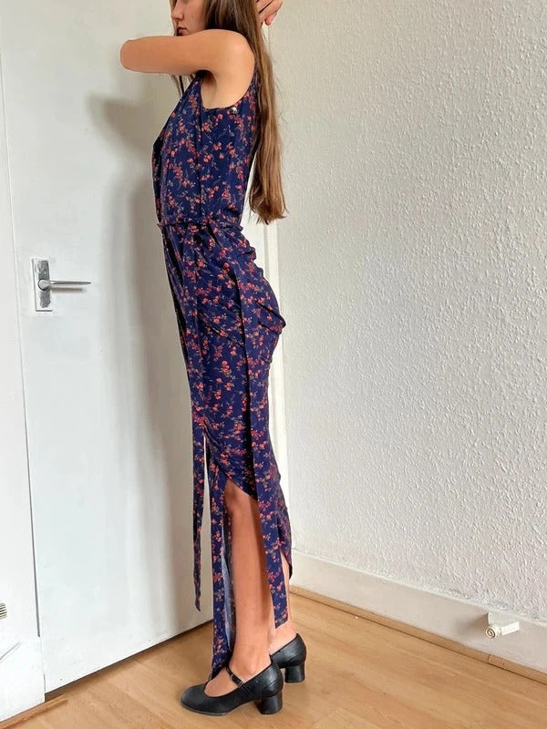 Vivienne Westwood Anglomania Floral Draped Maxi Dress IT40 UK8 S Blue
