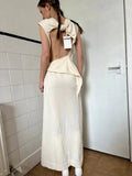Jil Sander Open Back Wool Maxi Dress FR36 / UK8 Sculptural Knit