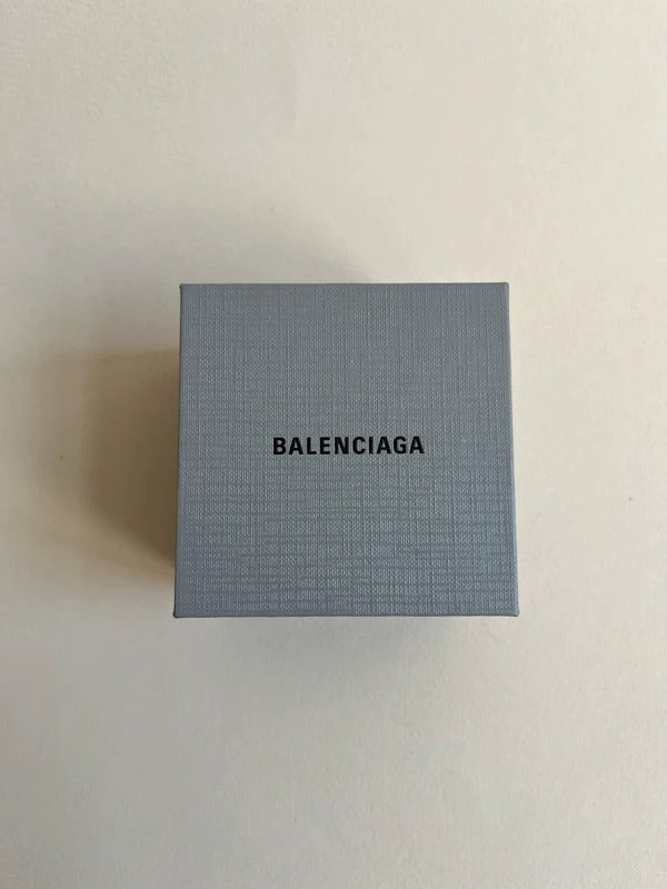 Balenciaga Logo Band Ring Size 54 UK N½ US 7 Gold Tone 925 Silver Made in Italy