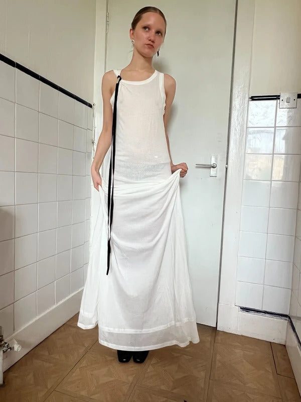 Ann Demeulemeester Leen Double Layer Maxi Dress White FR34 / UK6 XS