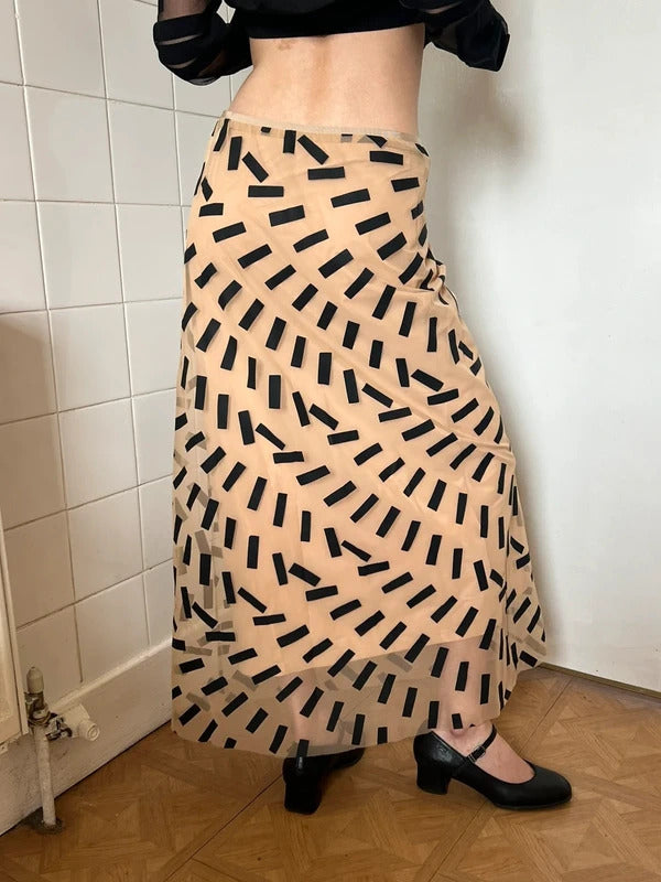 Maison Margiela Tape Print Sheer Tulle Midi Skirt IT44 / UK12 Made in Italy