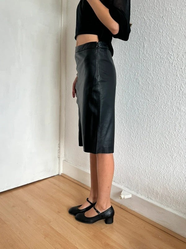 Federica Tosi Leather Mini Skirt Black