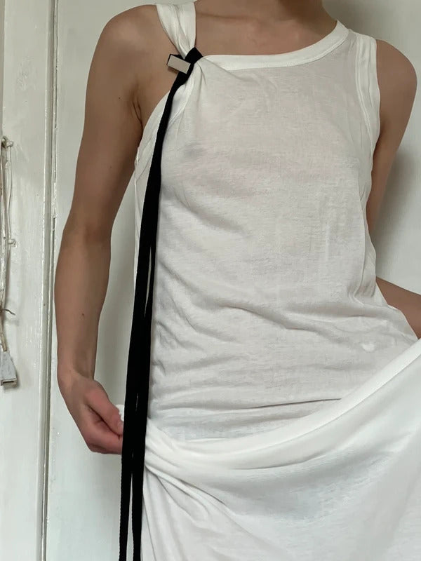 Ann Demeulemeester Leen Double Layer Maxi Dress White FR34 / UK6 XS