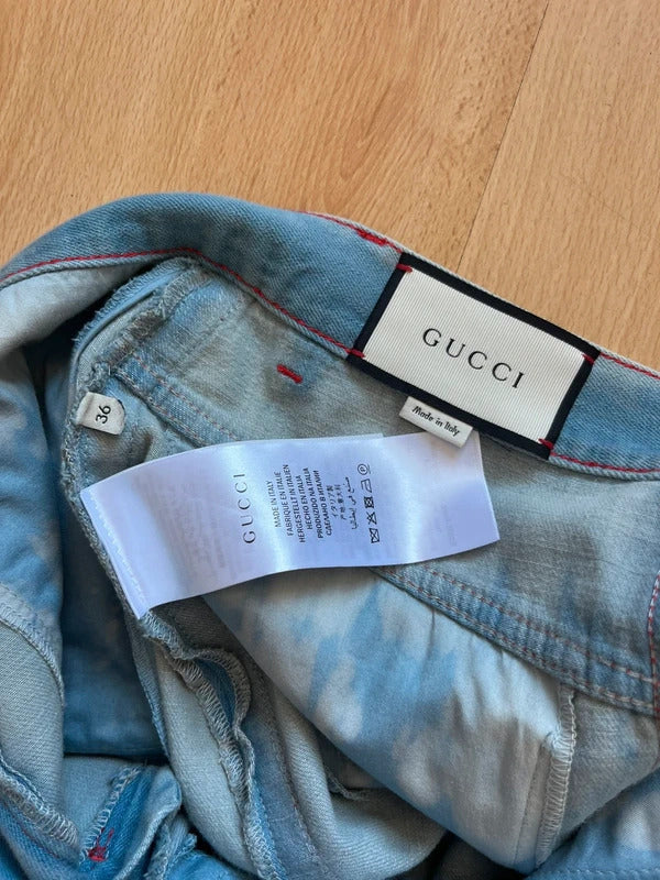 Gucci Floral Embroidered Studded Denim Mini Skirt IT36 UK4 NWT Alessandro Michele