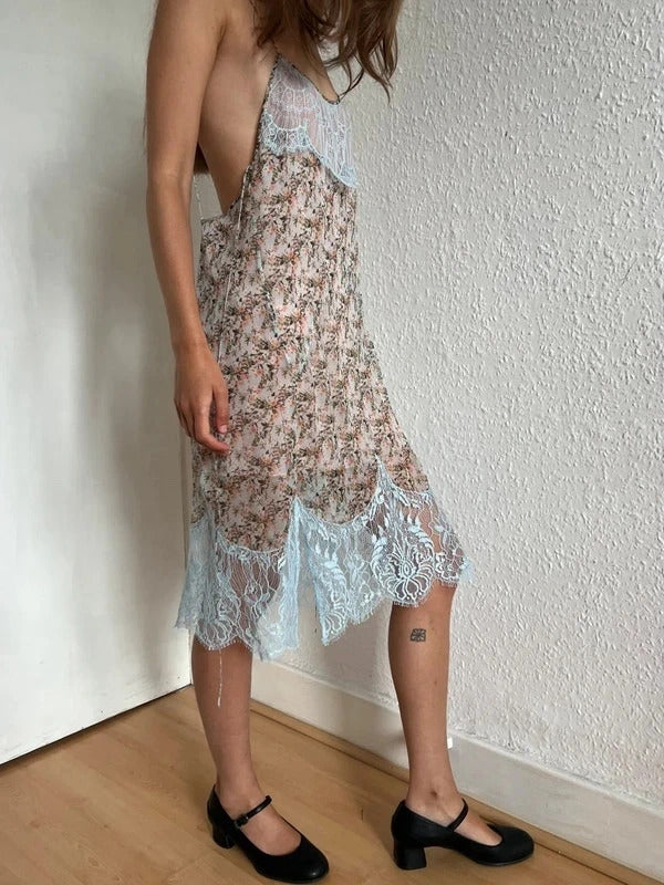 Dsquared2 Silk Slip Dress – Floral & Lace – IT42 / UK10 / M