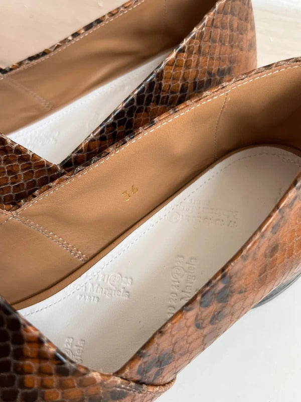 Maison Margiela Snakeskin Print Leather Loafers EU36 UK3 Pointed Shoes New