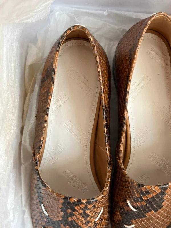 Maison Margiela Snakeskin Print Leather Loafers EU36 UK3 Pointed Shoes New