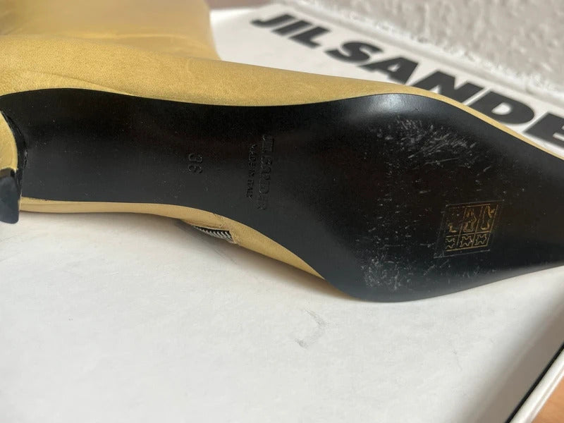 Jil Sander Leather Half Boots EU36 UK3 Gold Spike Heel Made in Italy