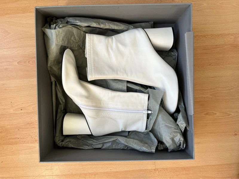 Balenciaga Glove Leather Ankle Boots White (EU37 / UK4 / US7)