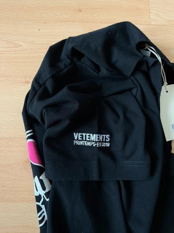 RRP €550 Vetements Open Back Graphic T-Shirt XS Black Made in Portugal