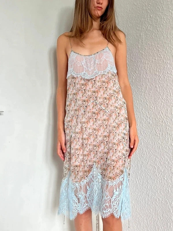 Dsquared2 Silk Slip Dress – Floral & Lace – IT42 / UK10 / M
