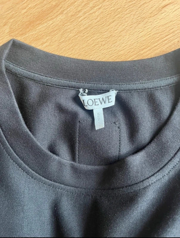 Loewe Draped Midi Dress XS Black Asymmetric Cotton Made in Portugal