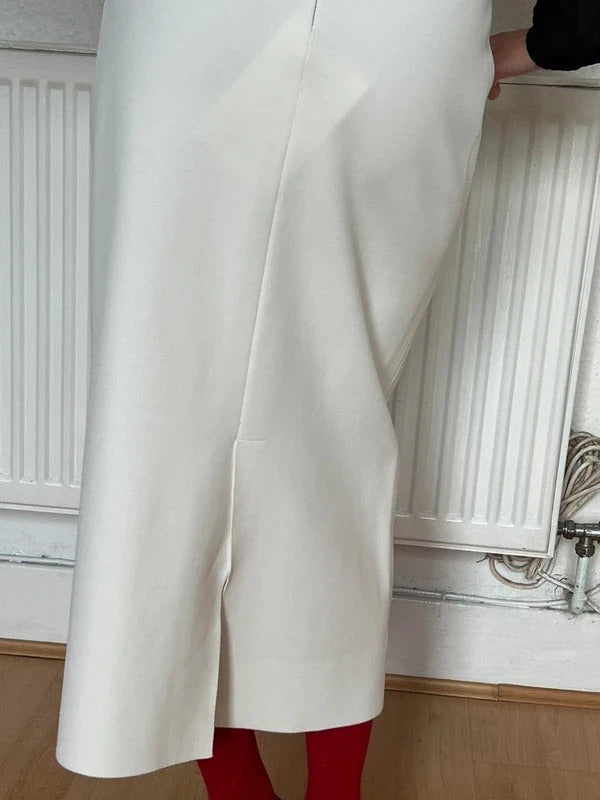 Alexander McQueen Knitted Midi Skirt – White – Size S – Ruffled Waist – Made in Italy