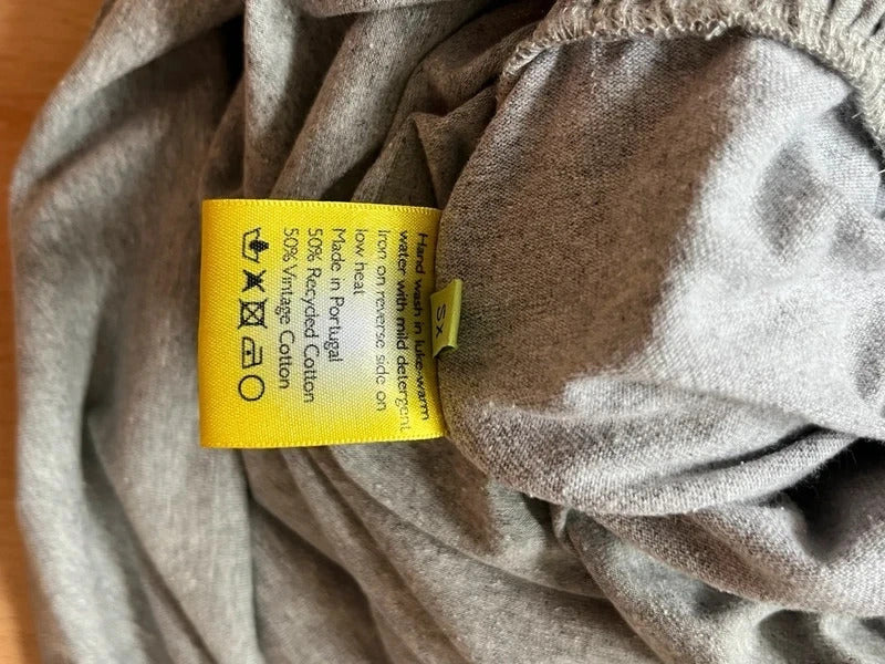 Conner Ives Reconstructed T-Shirt Top Grey Gathered XS