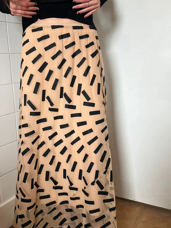 Maison Margiela Tape Print Sheer Tulle Midi Skirt IT44 / UK12 Made in Italy
