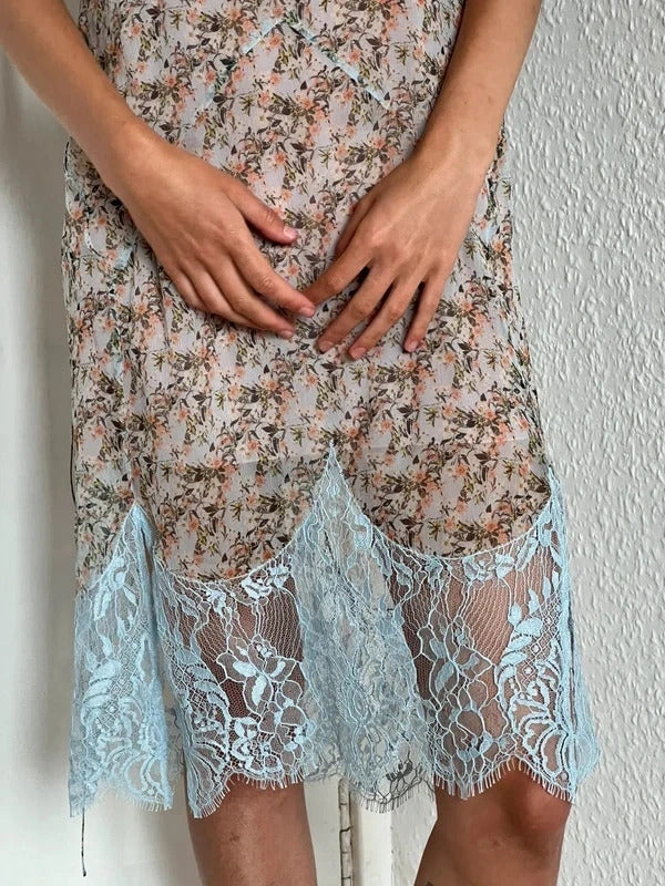 Dsquared2 Silk Slip Dress – Floral & Lace – IT42 / UK10 / M